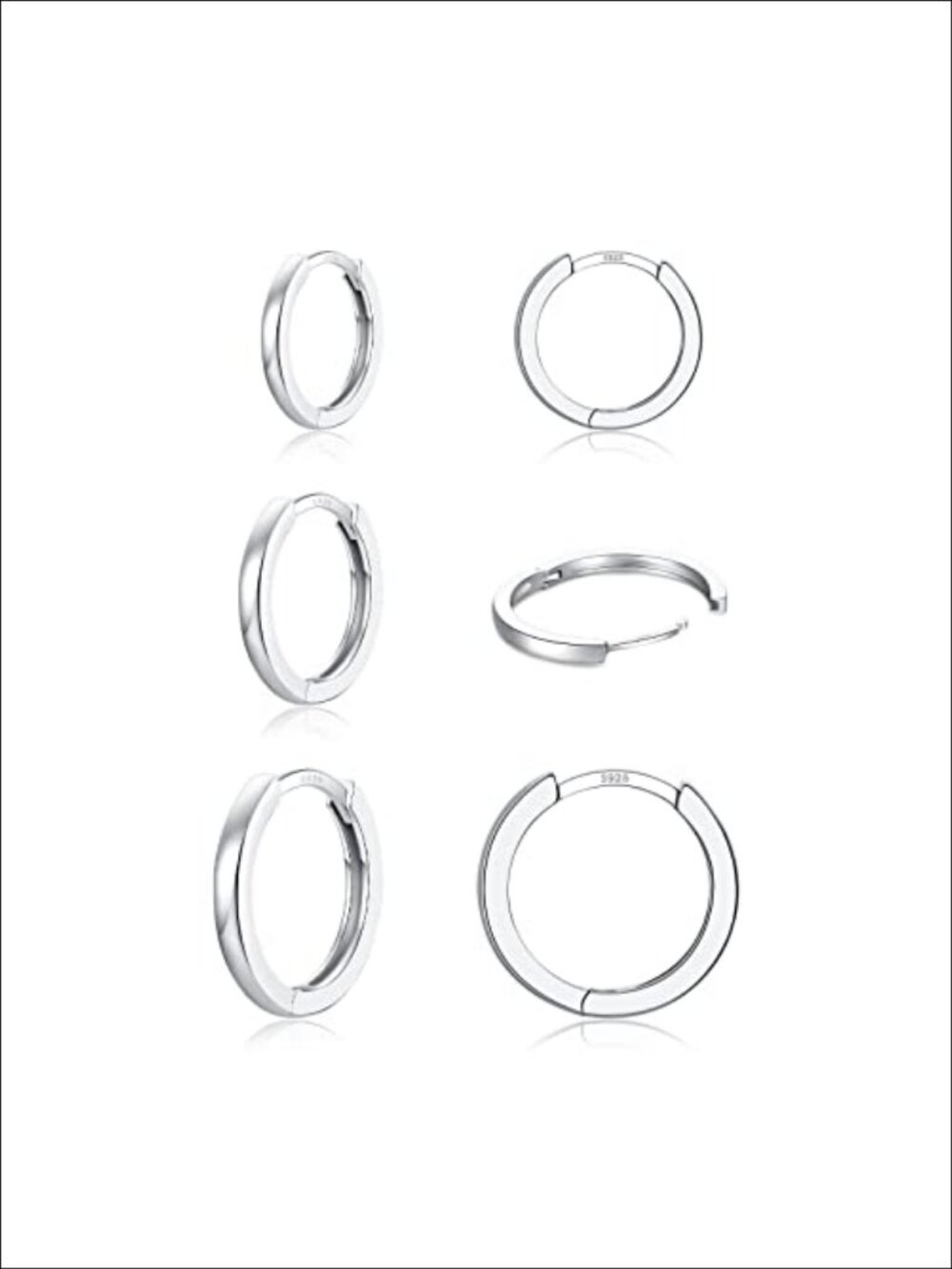925 Sterling Silver Small Huggie Hoop Earrings Hypoallergenic 3 Sizes